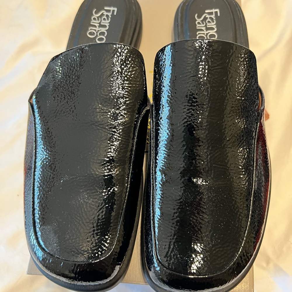 Patent leather slip on flats.